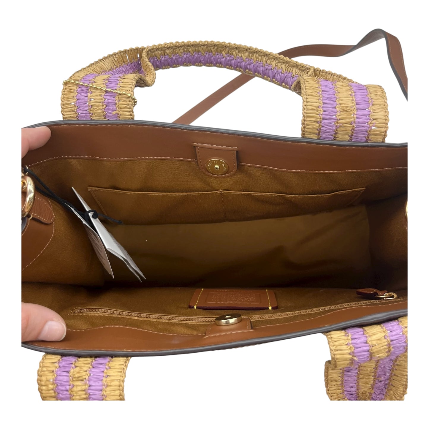 Handbag Designer By Coach In Brown & Purple, Size:Medium