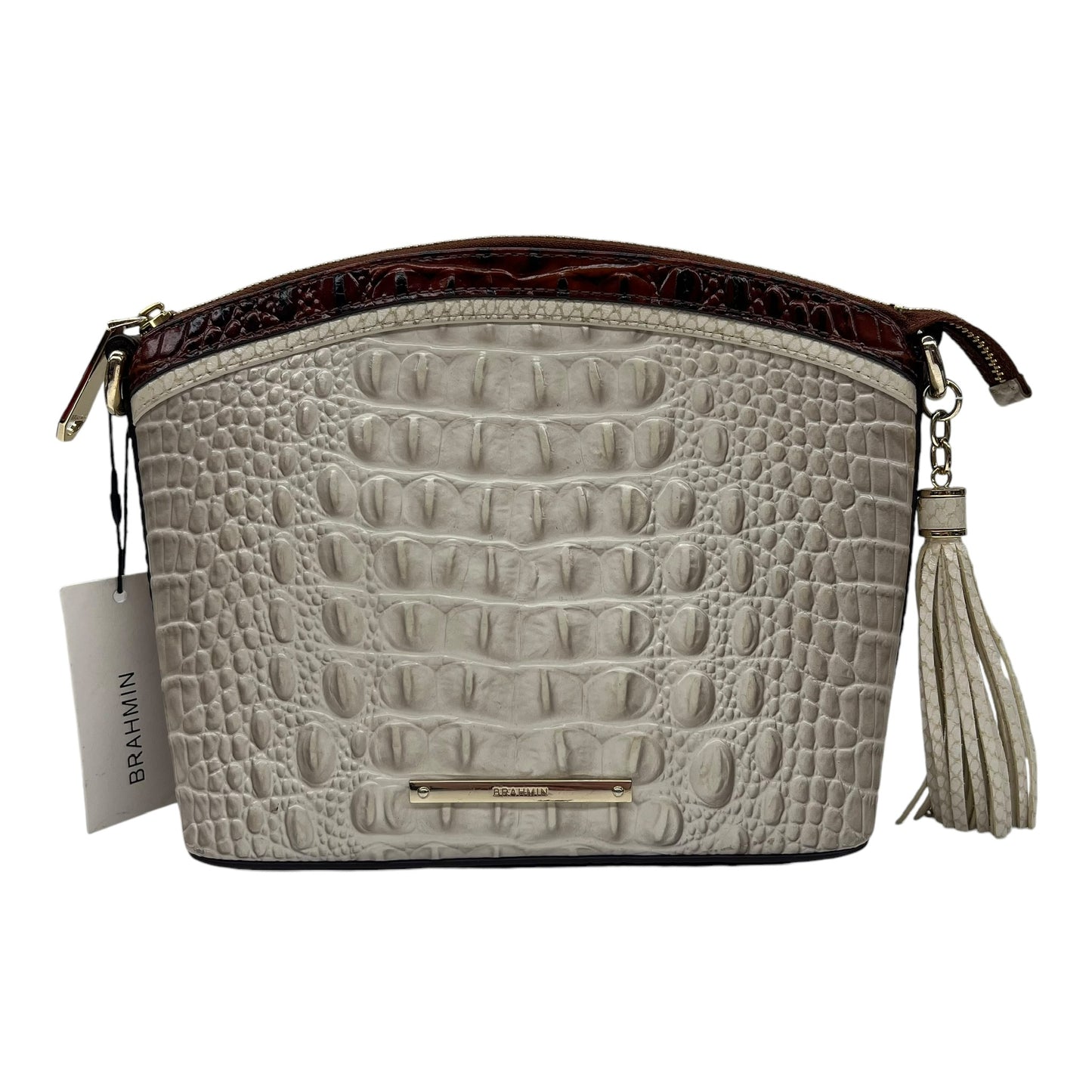 Crossbody Designer By Brahmin In Cream, Size:Small