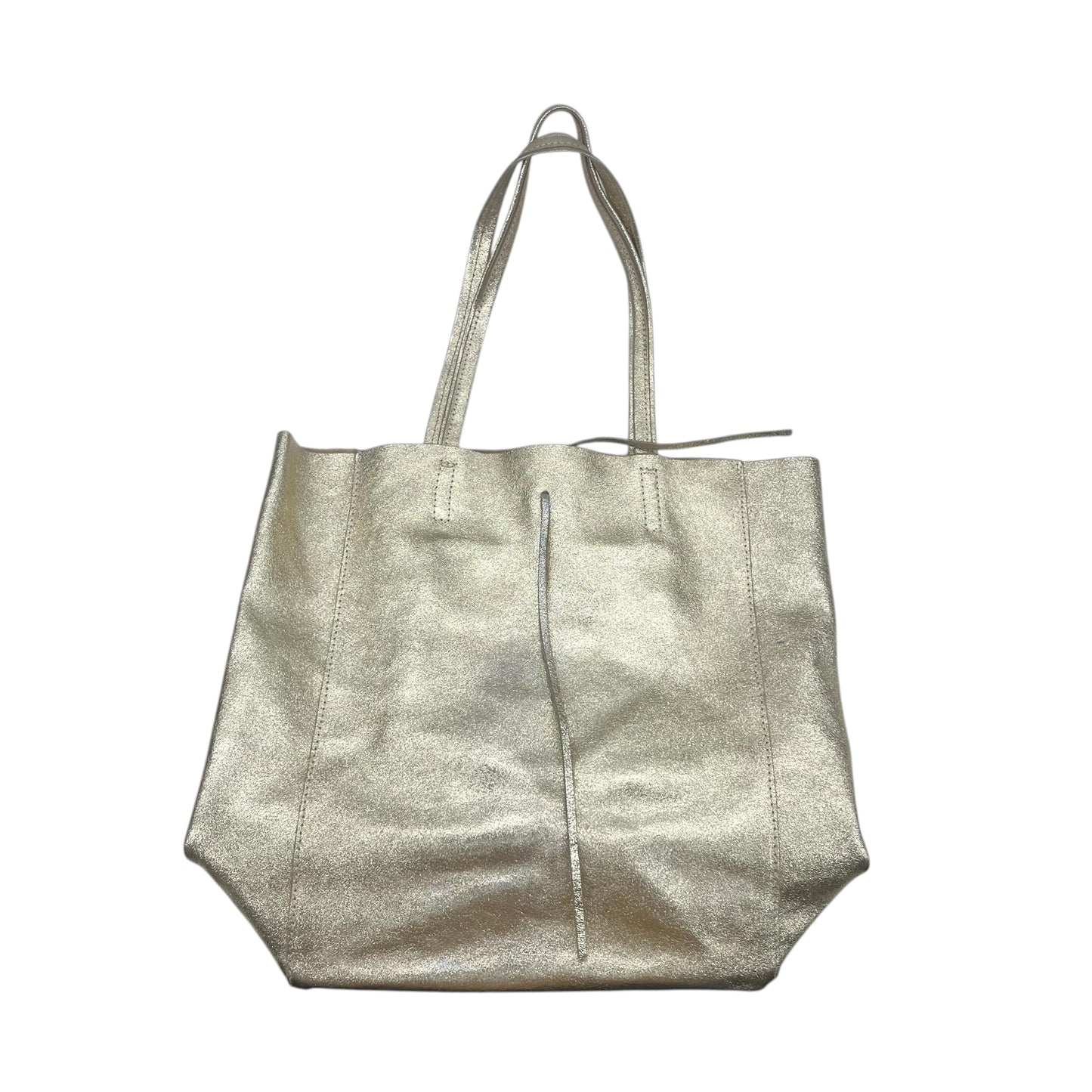 Handbag Leather By Clothes Mentor In Gold, Size:Medium