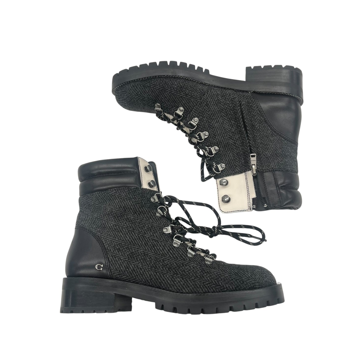 Boots Designer By Coach In Grey, Size:7.5