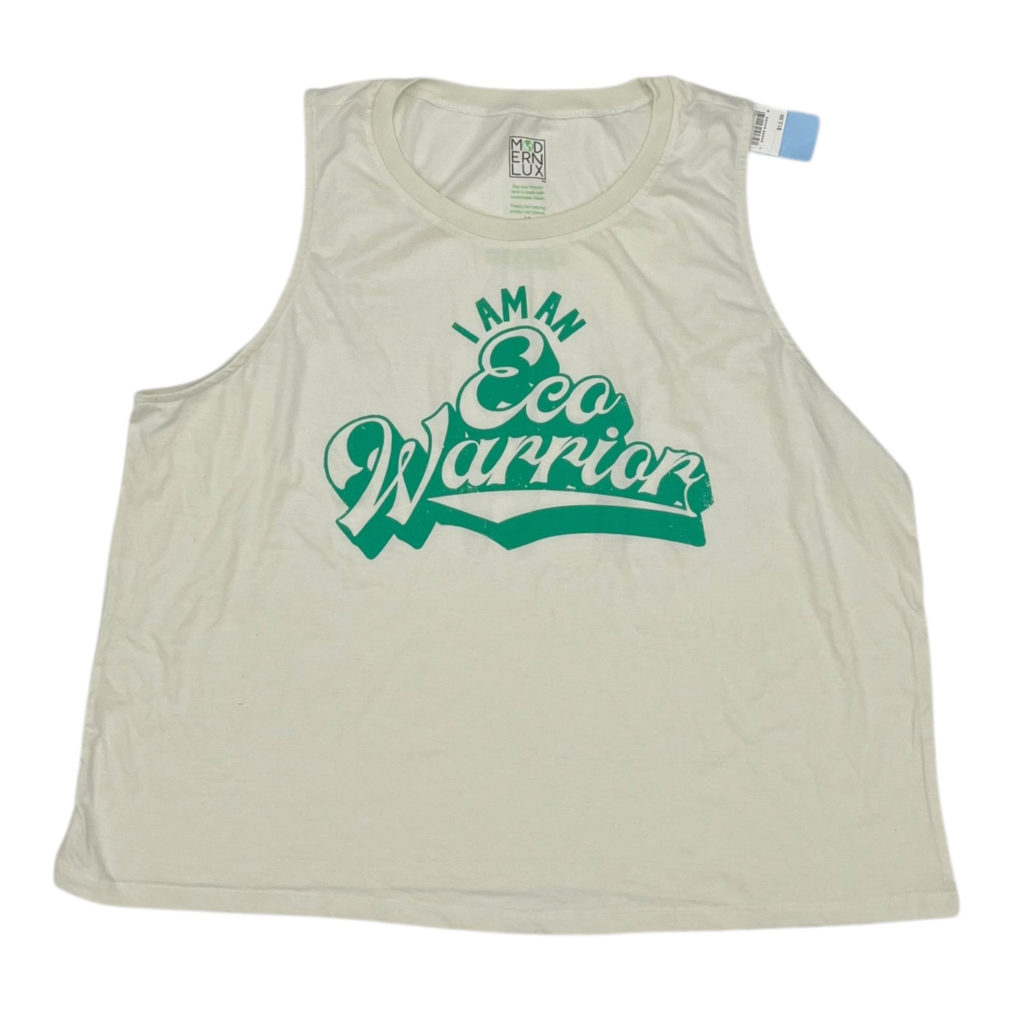 Tank Top By Modern Lux In Cream & Green, Size:3X
