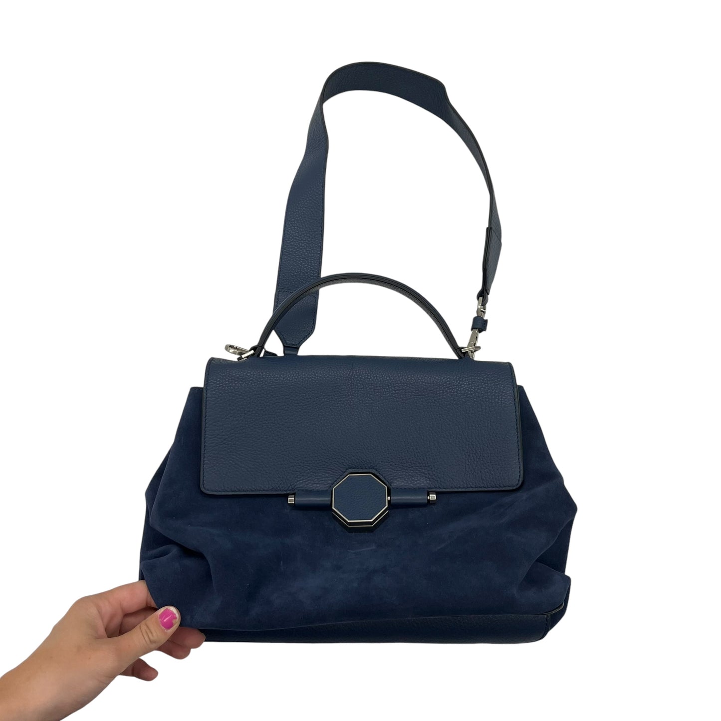 Handbag Leather By Louise Et Cie In Blue, Size:Medium