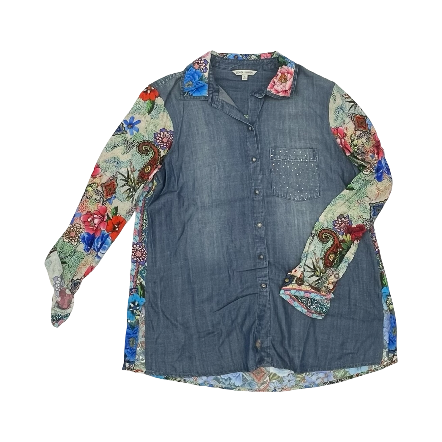 Blouse Ls By John Mark In Floral Print, Size:S