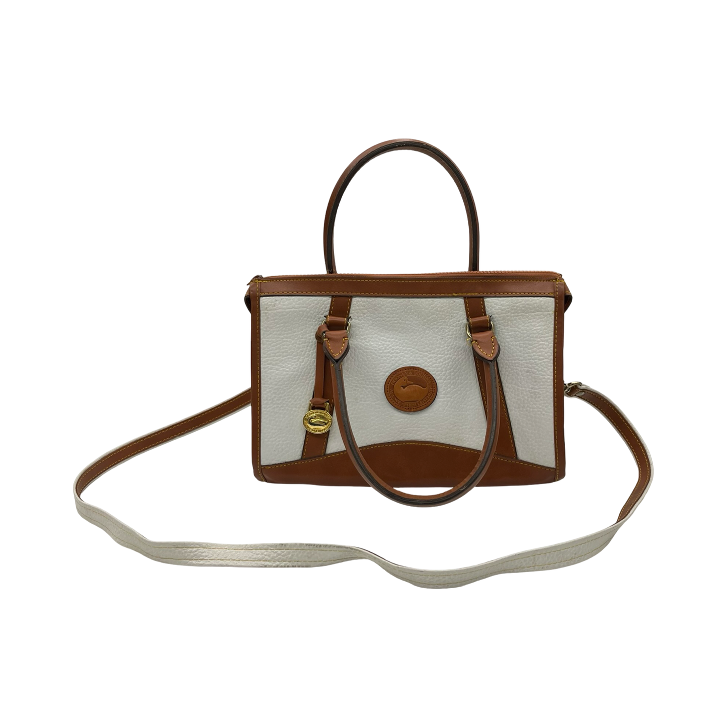 Crossbody Designer By Dooney And Bourke In Tan & White, Size:Medium
