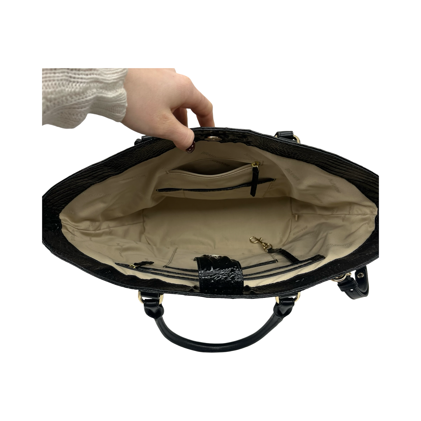Handbag Designer By Brahmin In Black, Size:Large