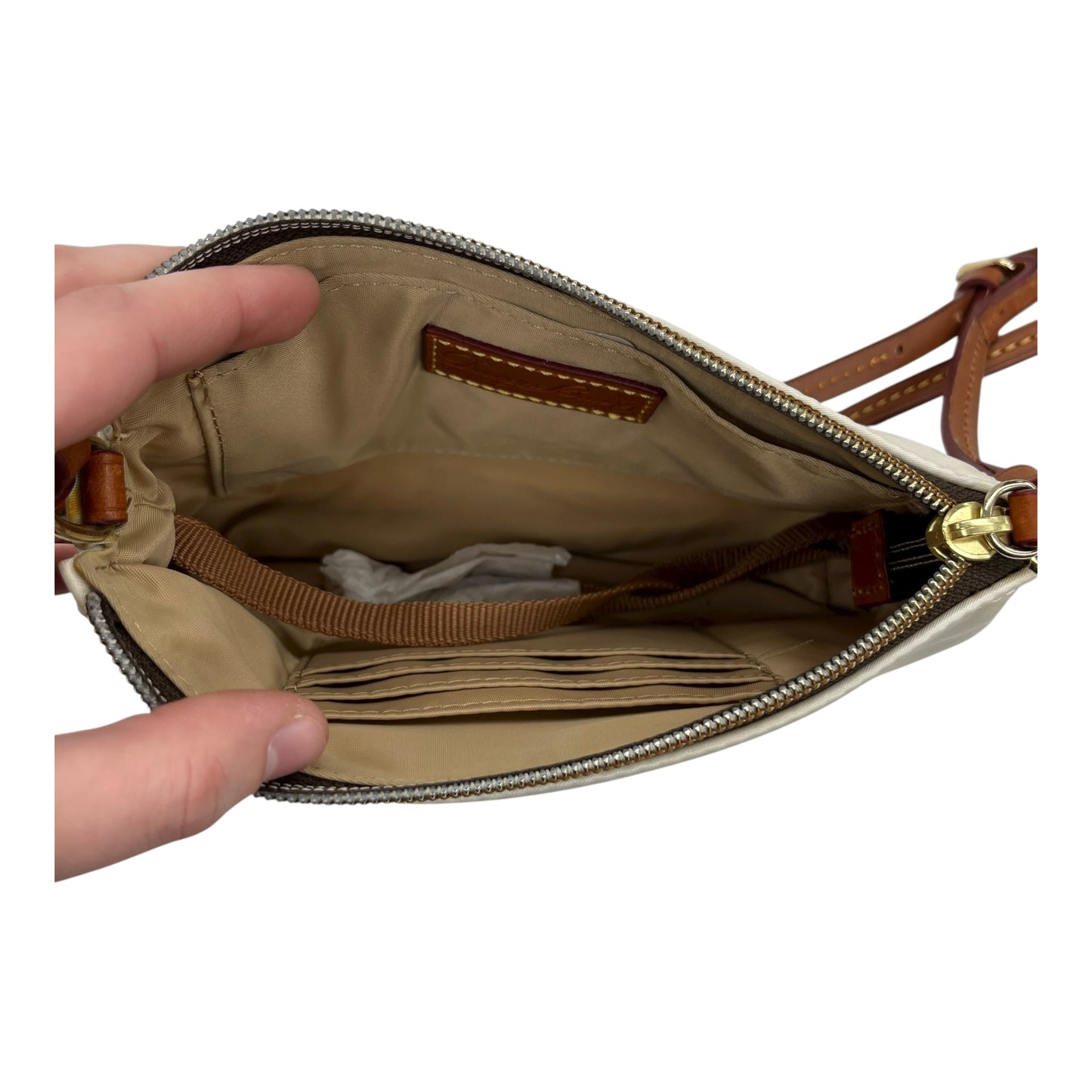 Crossbody Designer By Dooney And Bourke In Cream, Size:Small