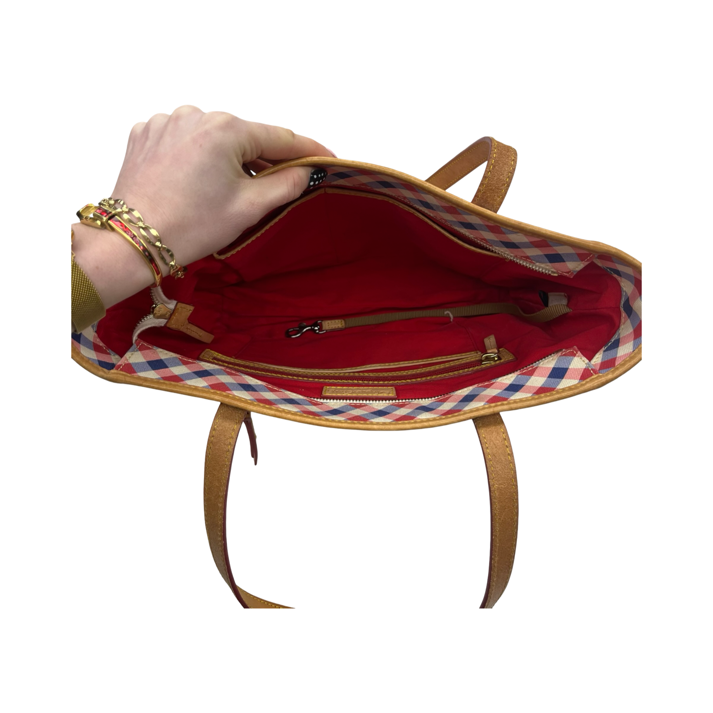 Handbag Designer By Dooney And Bourke In Blue & Red, Size:Medium