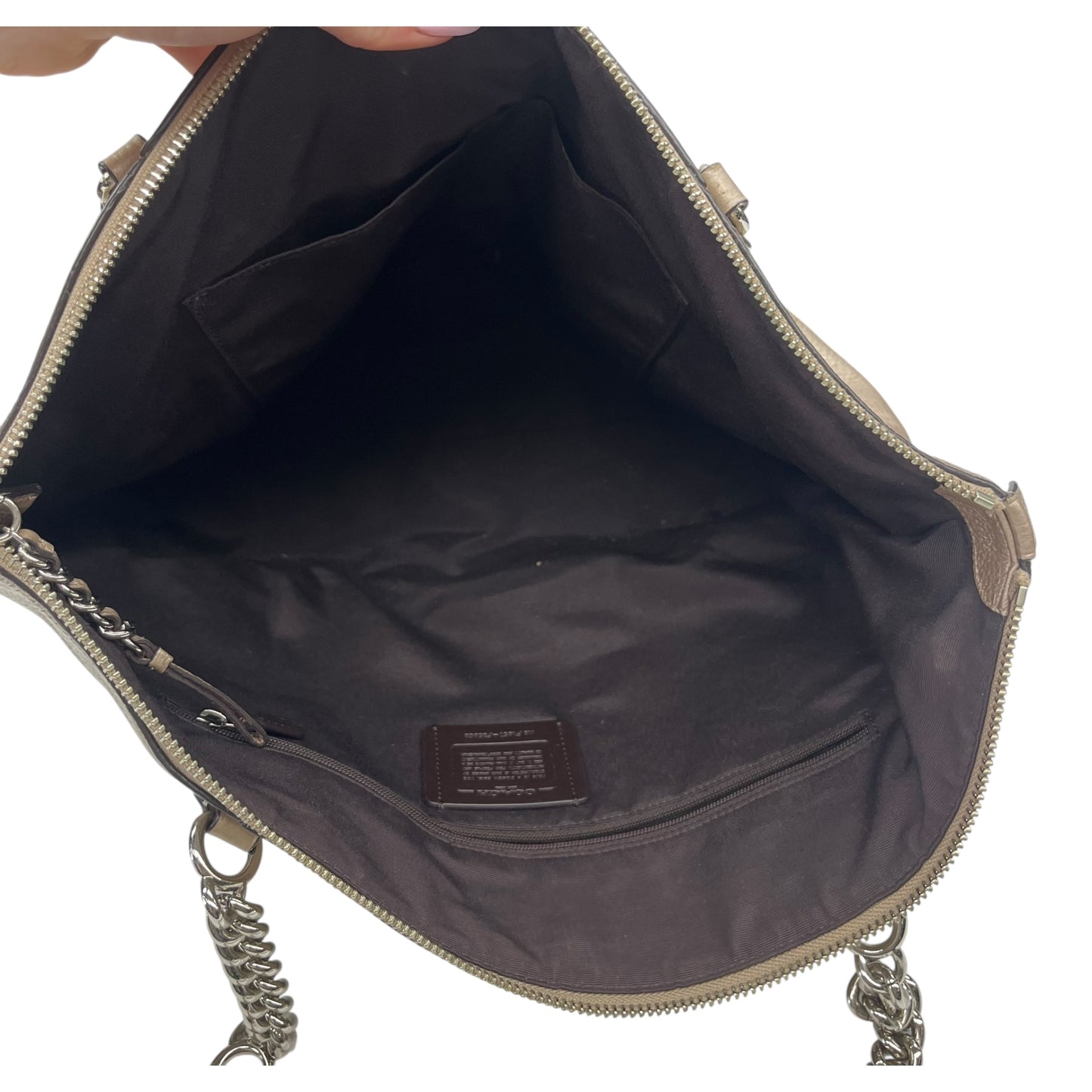 Handbag Designer By Coach In Tan, Size:Medium