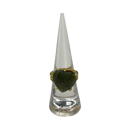 Ring Statement By Clothes Mentor In Gold & Green, Size:7