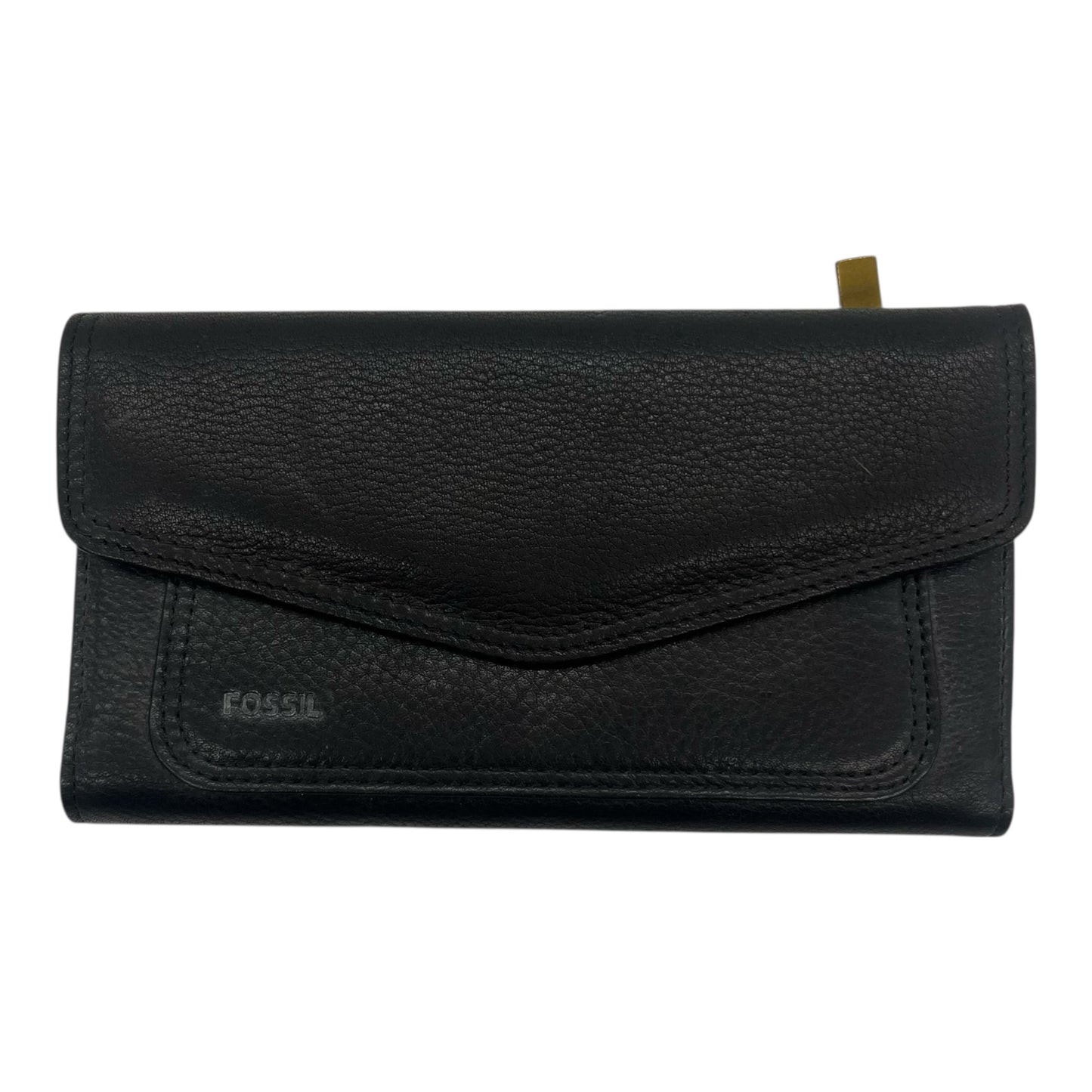 Wallet Leather By Fossil In Black, Size:Medium