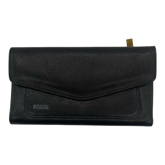 Wallet Leather By Fossil In Black, Size:Medium