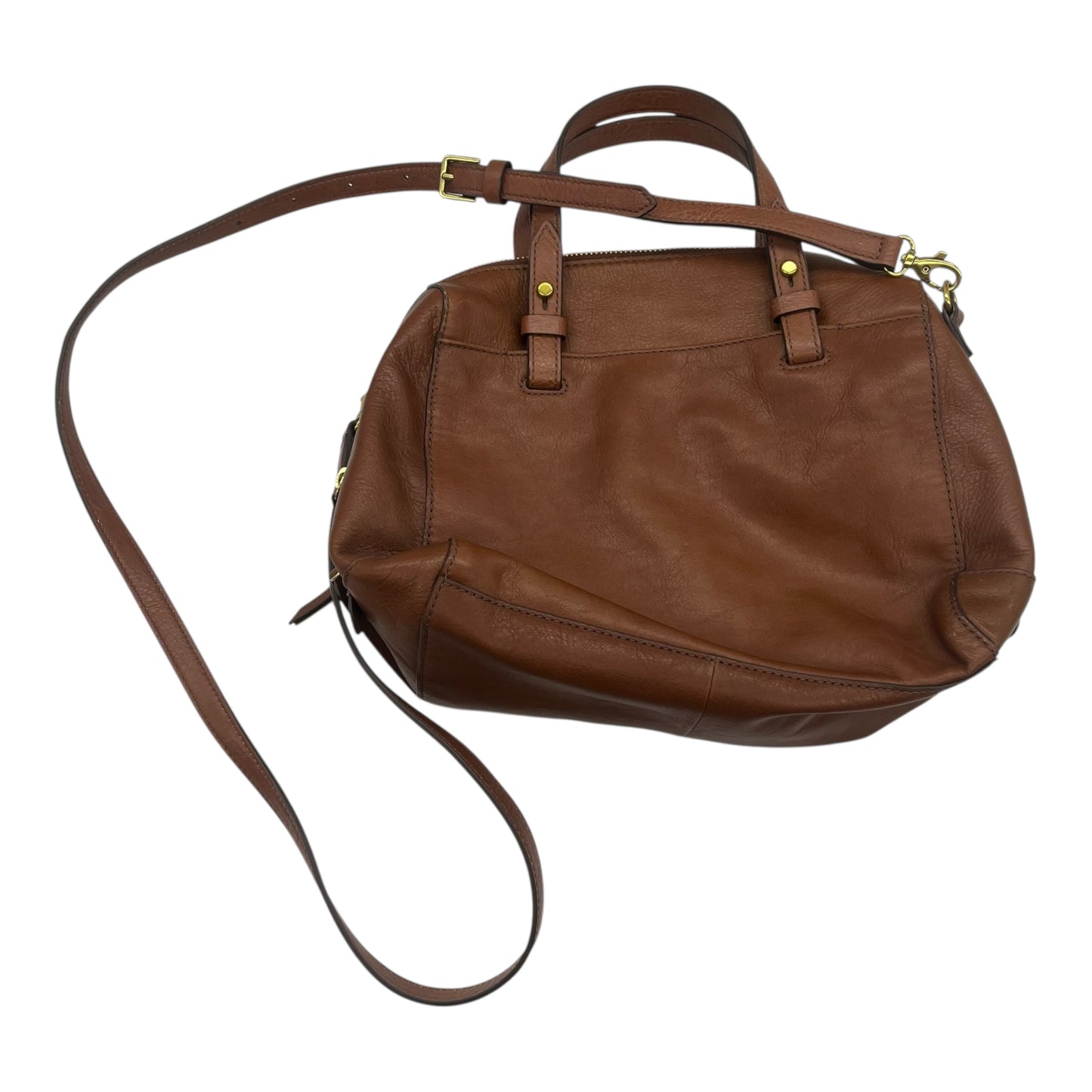Handbag Leather By Fossil In Brown, Size:Medium