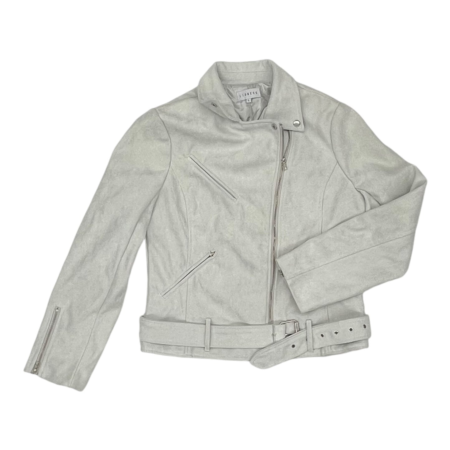 Jacket Moto By Clothes Mentor In Grey, Size:L