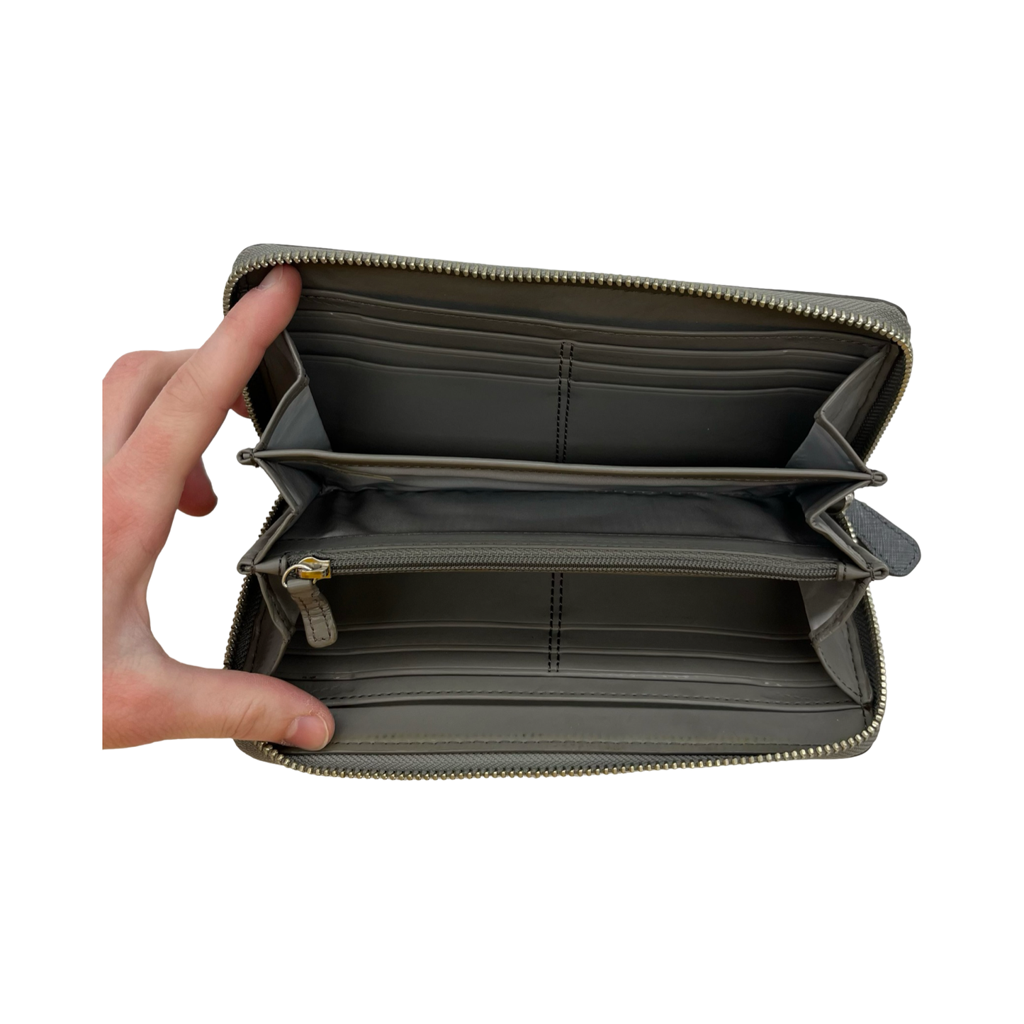 Wallet Designer By Coach In Silver, Size:Large