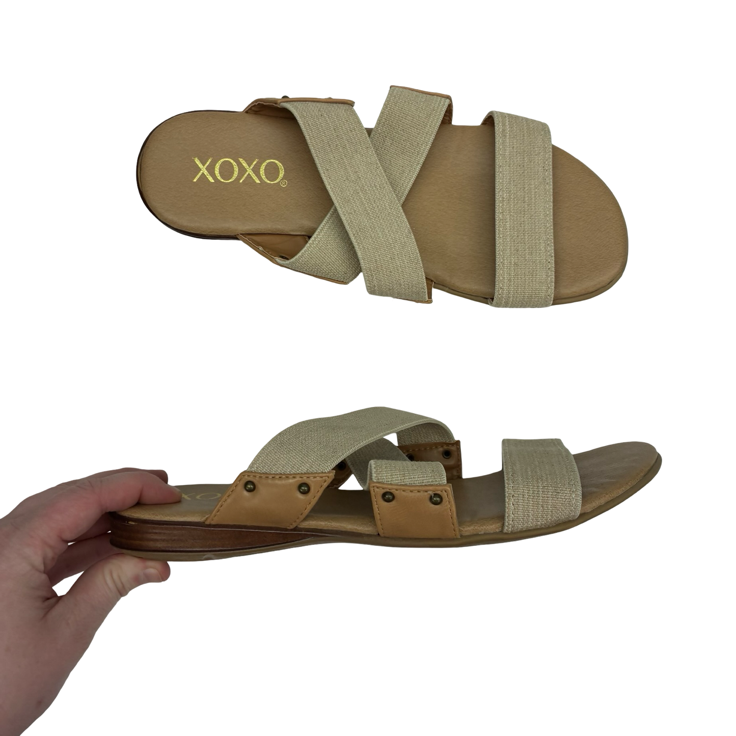 Sandals Flats By Xoxo In Tan, Size:8.5