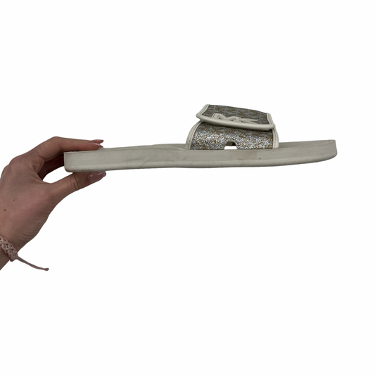 Sandals Designer By Michael Kors In Silver & Tan, Size:11