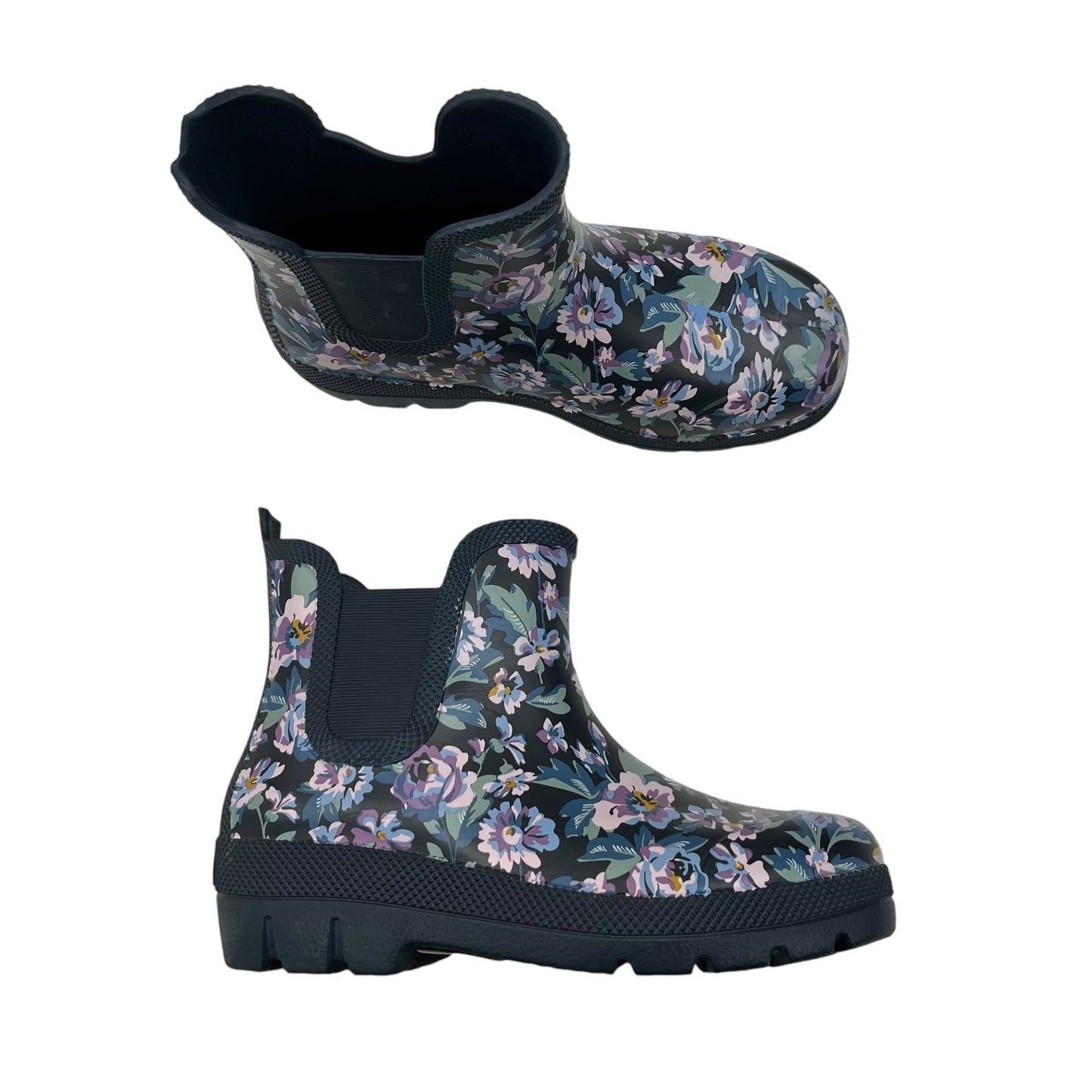 Boots Rain By Clothes Mentor In Floral Print, Size:7