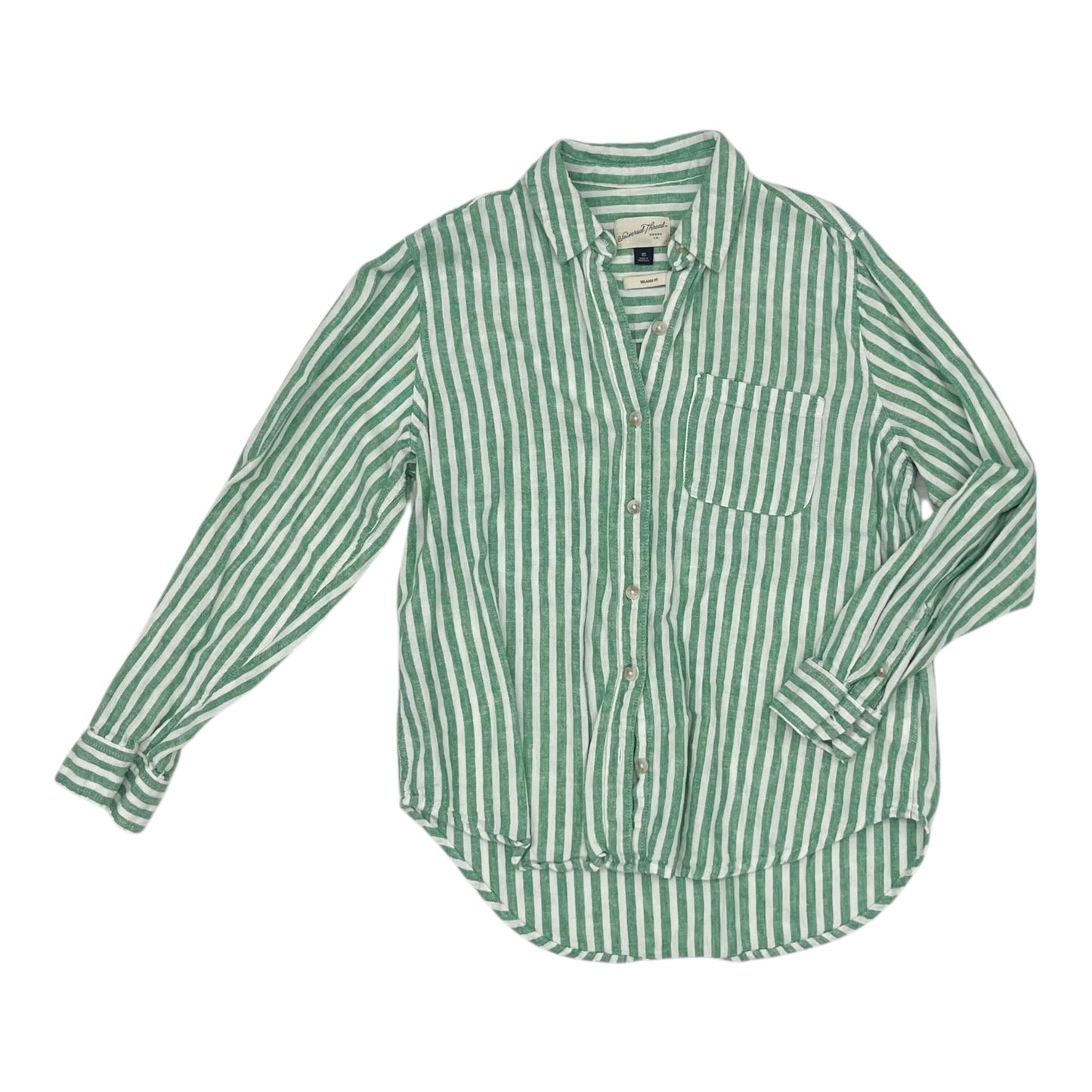 Blouse Ls By Universal Thread In Green & White, Size:Xs