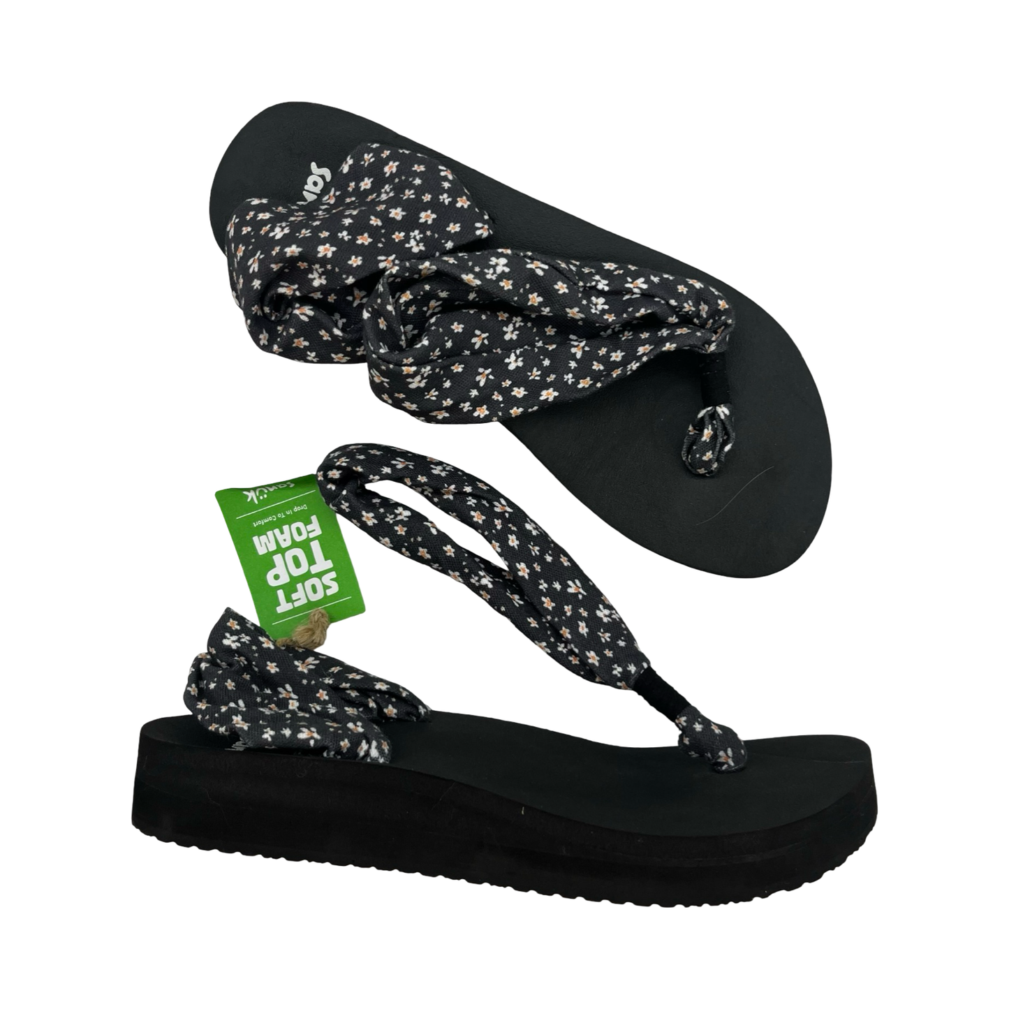 Sandals Flats By Sanuk In Black, Size:9
