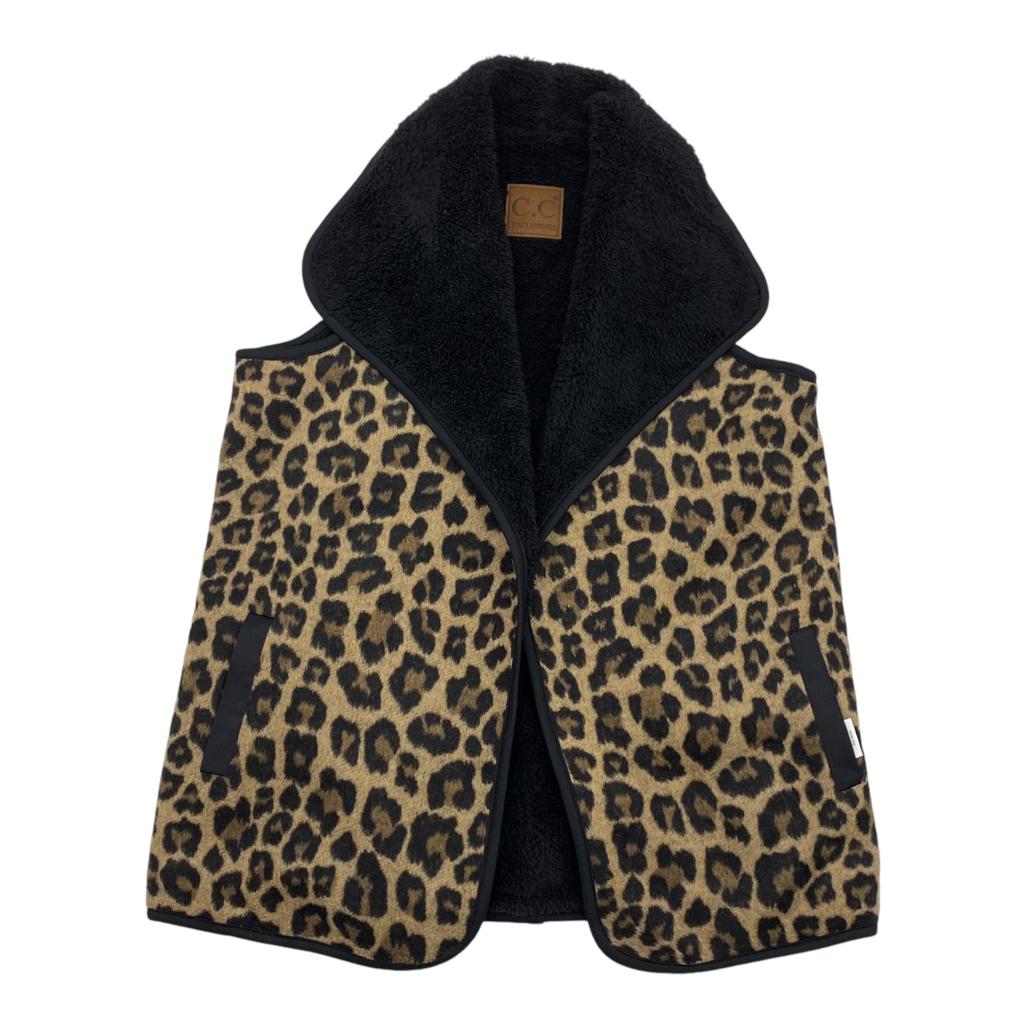 Vest Faux Fur & Sherpa By C And C In Animal Print, Size:Xs