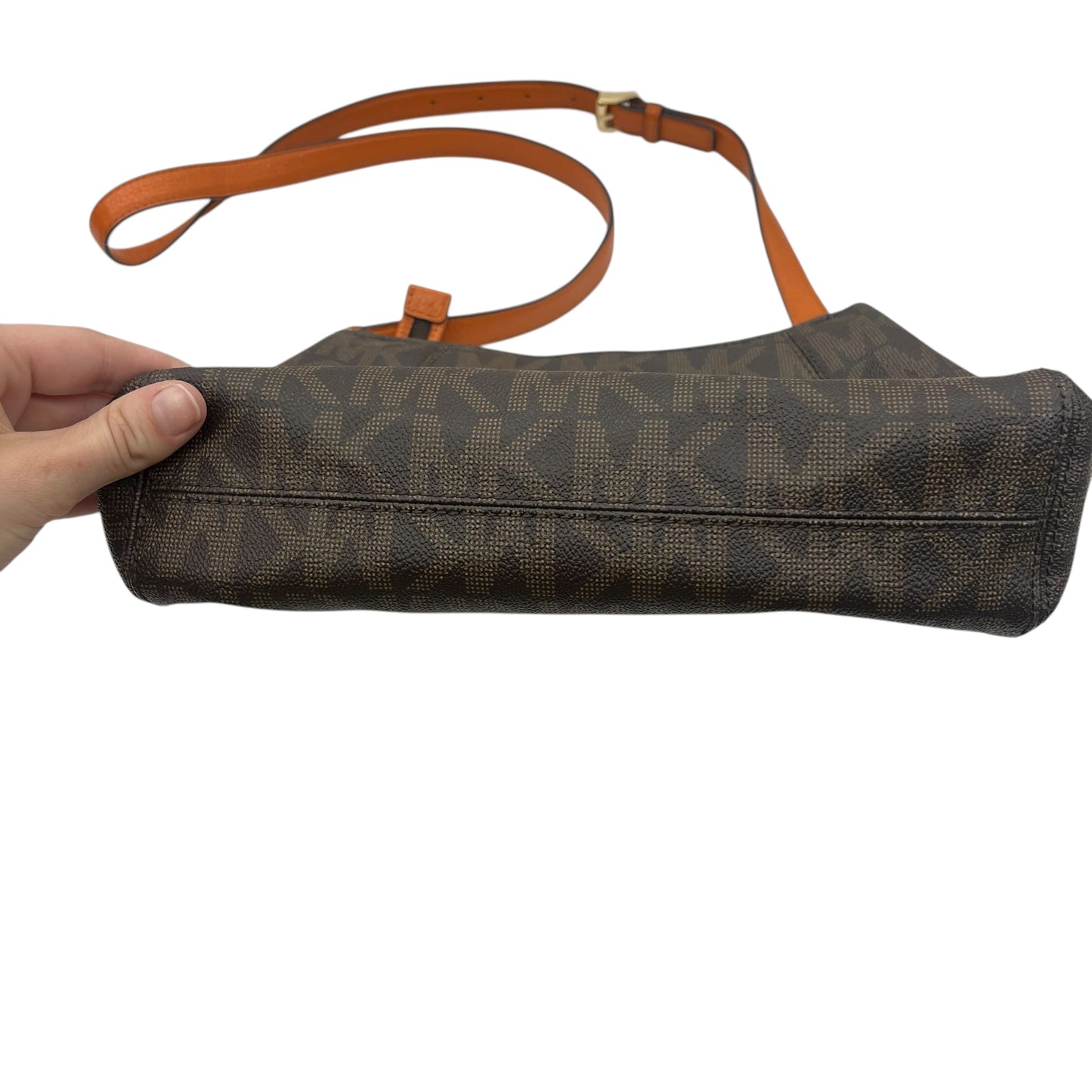 Crossbody Designer By Michael Kors In Brown & Orange, Size:Medium