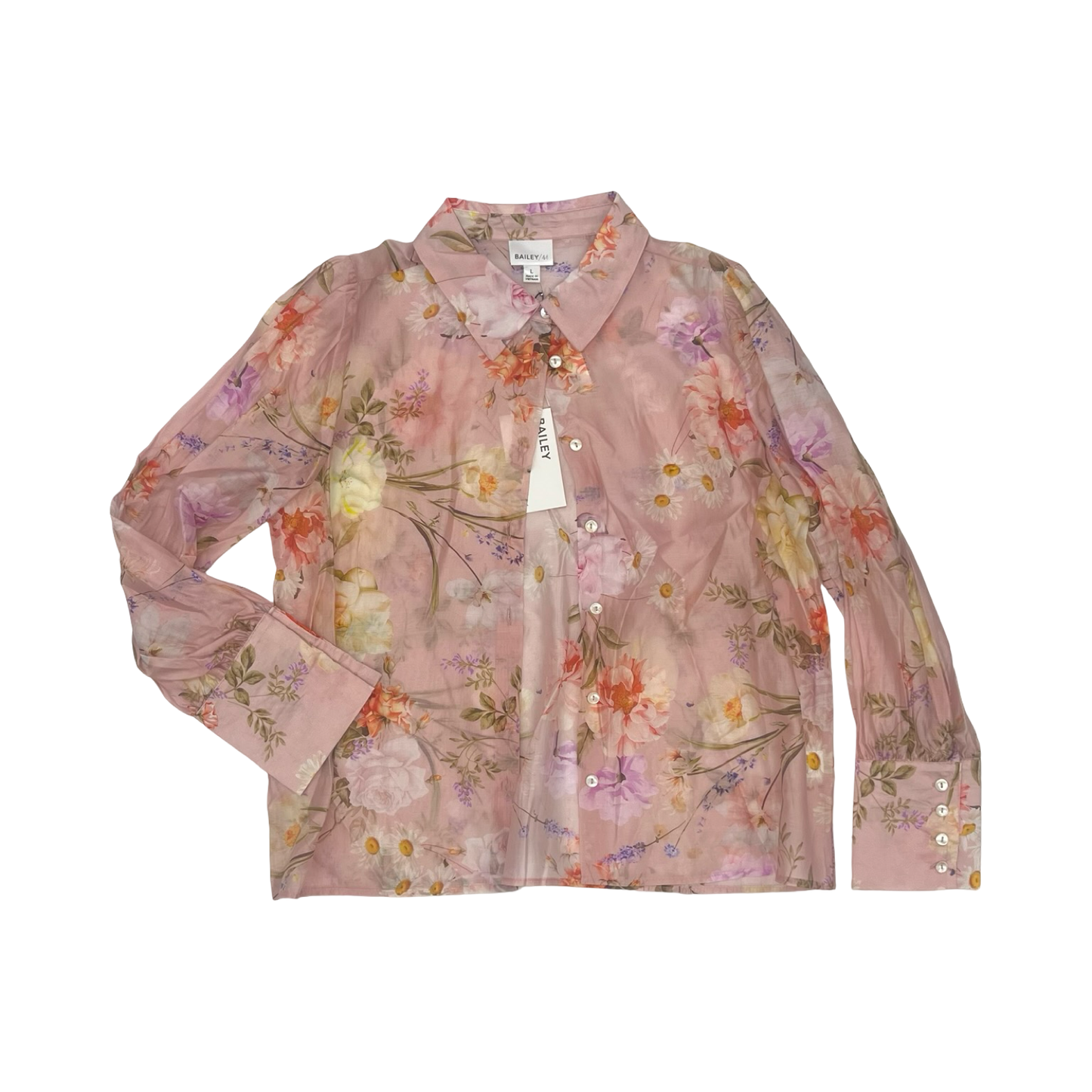 Blouse Ls By Bailey 44 In Floral Print, Size:L