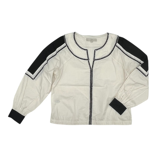 Blouse Ls By Loft In Black & White, Size:S