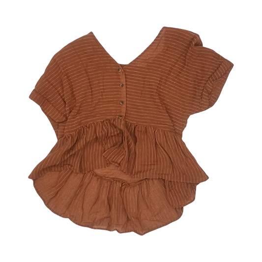 Blouse Ss By Blu Pepper In Brown, Size:L