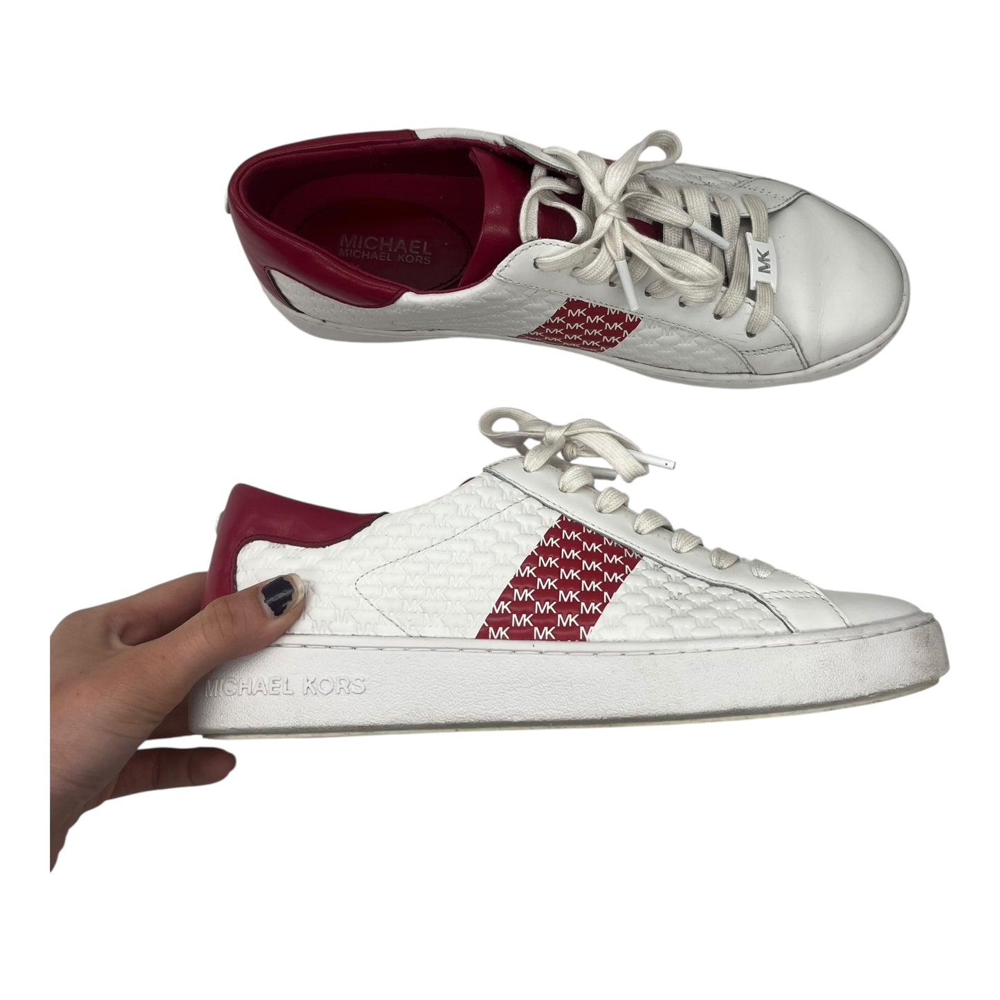 Shoes Designer By Michael Kors In Red & White, Size:9