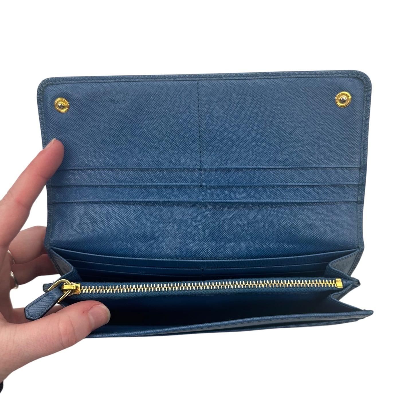 Wallet Luxury Designer By Prada In Blue, Size:Medium