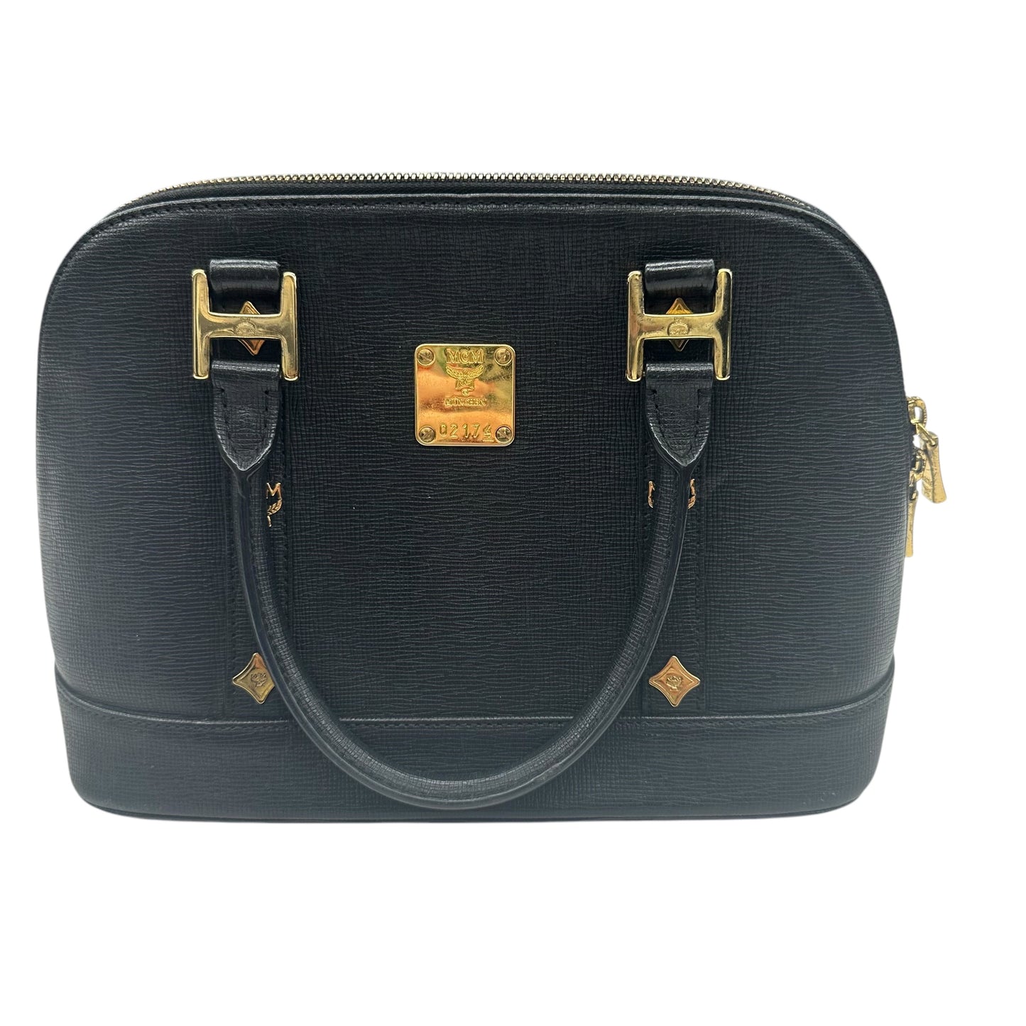 Handbag Luxury Designer By Mcm In Black, Size:Medium