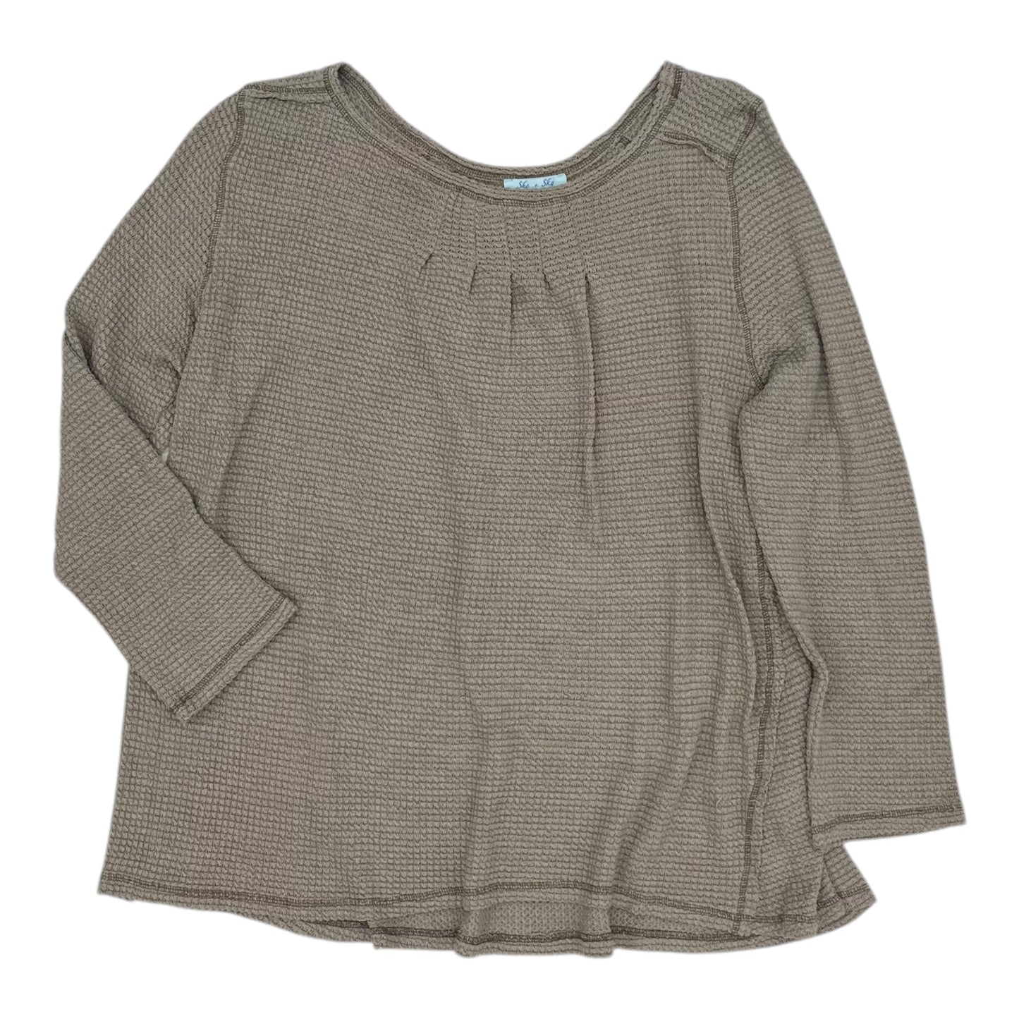 Top Ls By She + Sky In Taupe, Size:2X