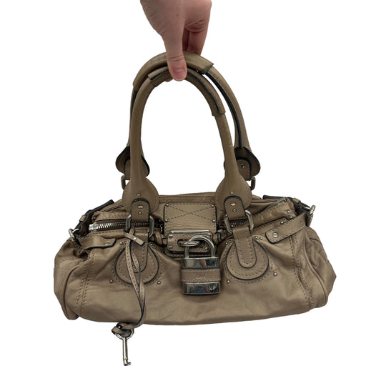 TAUPE HANDBAG LUXURY DESIGNER by CHLOE Size:MEDIUM