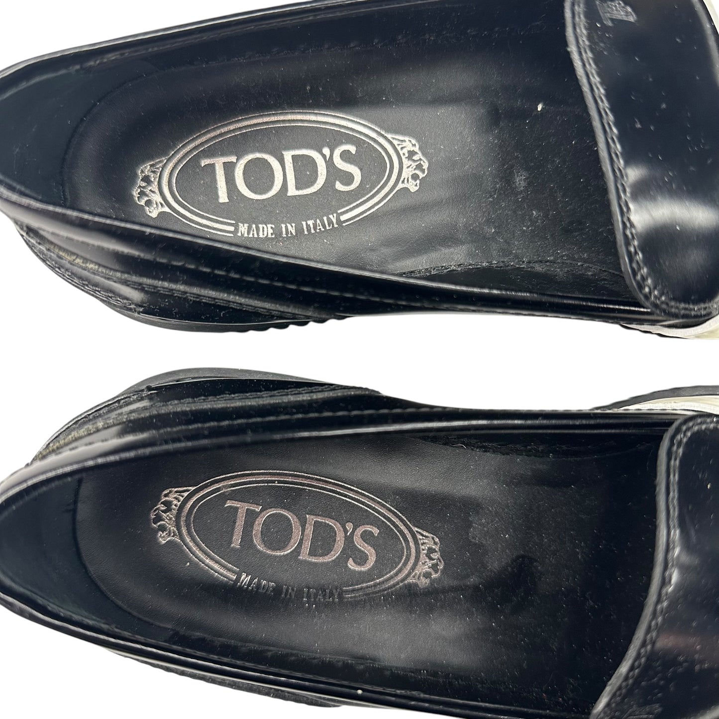 Shoes Luxury Designer By Tods In Black & White, Size:9.5