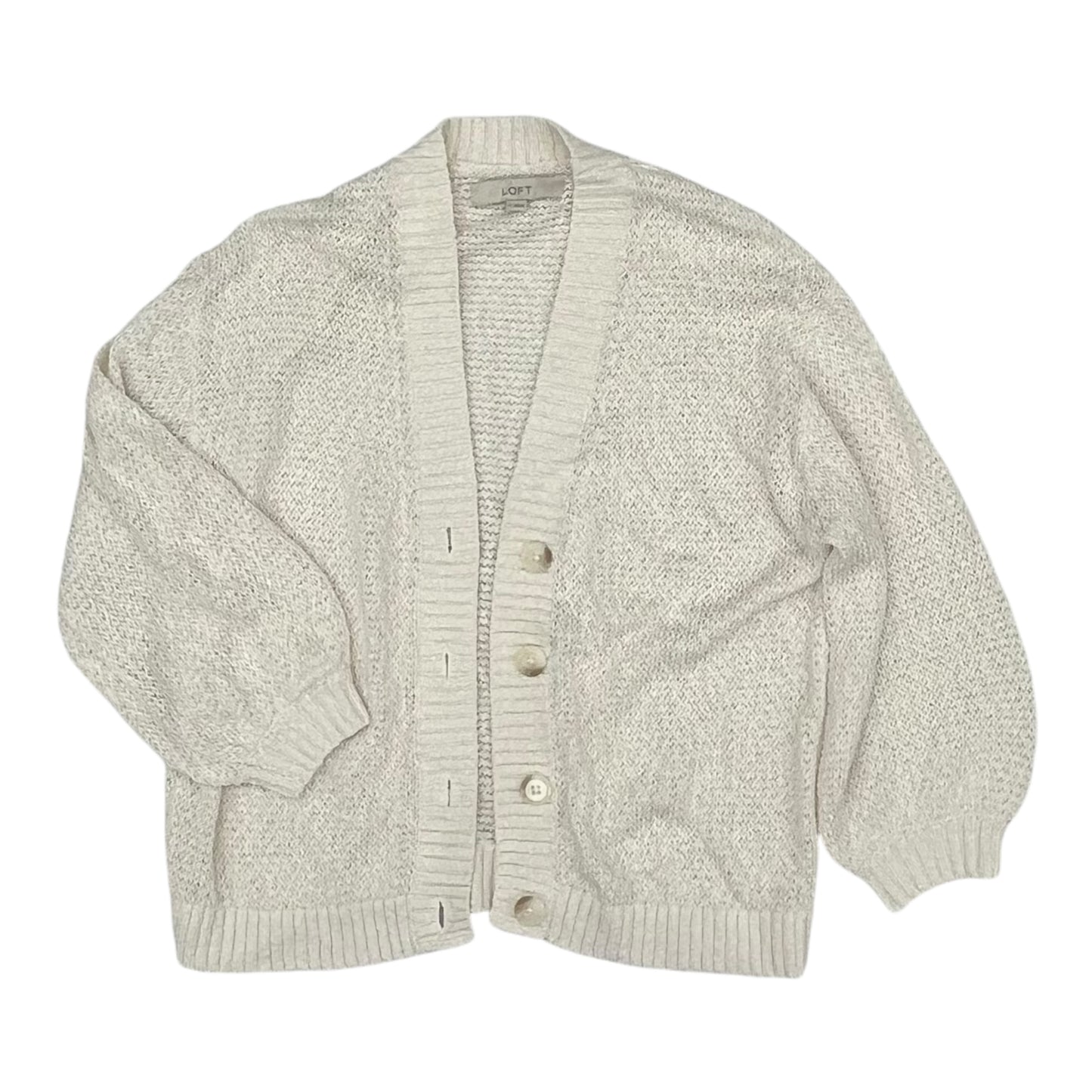 Cardigan By Loft In Cream, Size:M