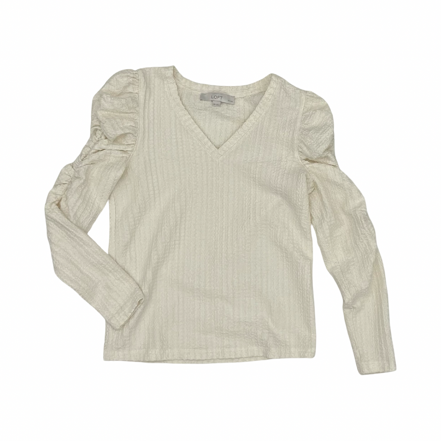 Blouse Ls By Loft In Cream, Size:Xsp