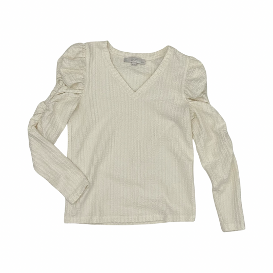 Blouse Ls By Loft In Cream, Size:Xsp