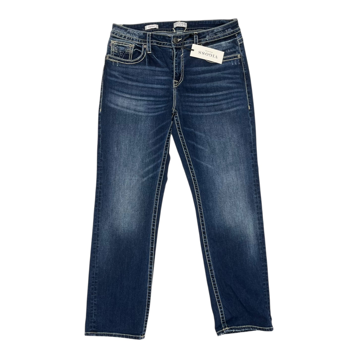 Jeans Straight By Vigoss In Blue Denim, Size:16