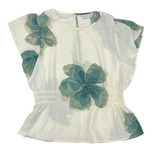 Blouse Ss By Nine West In Cream & Green, Size:L