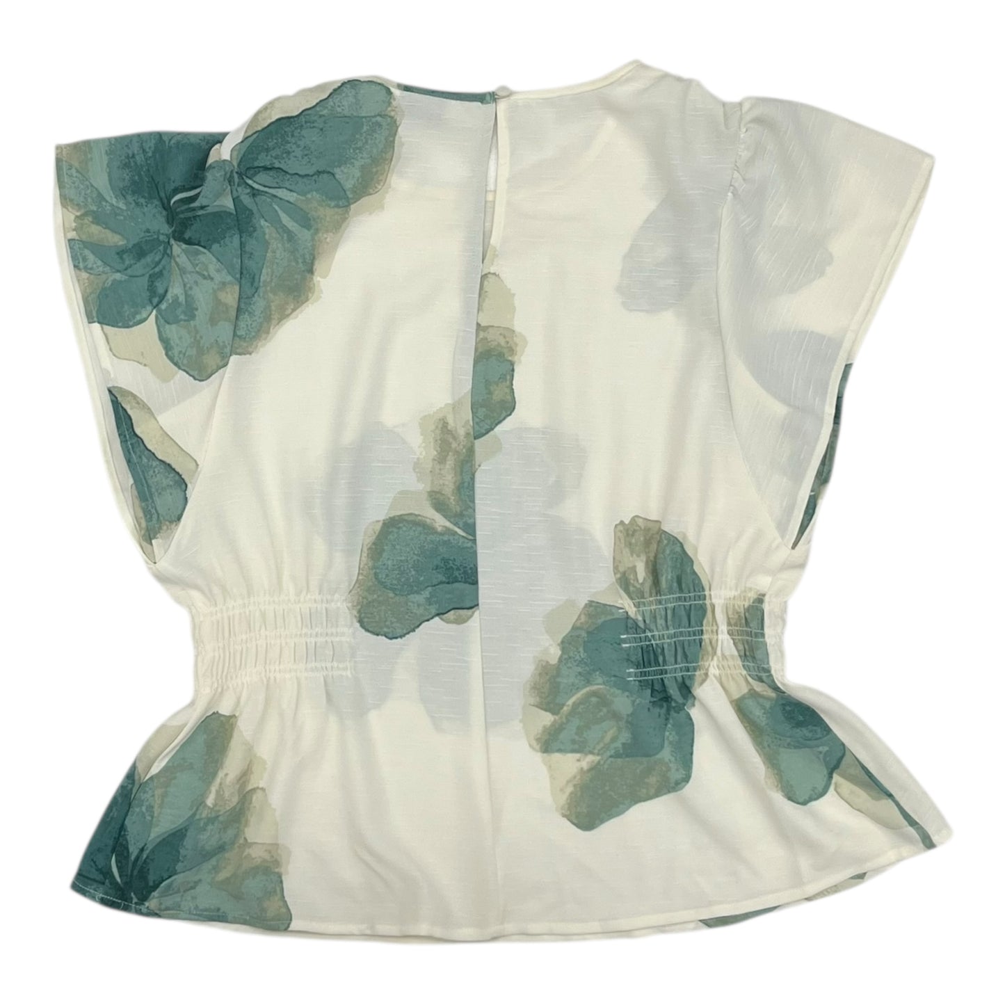 Blouse Ss By Nine West In Cream & Green, Size:L