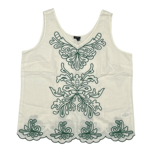 Blouse Sleeveless By Talbots In Cream & Green, Size:L