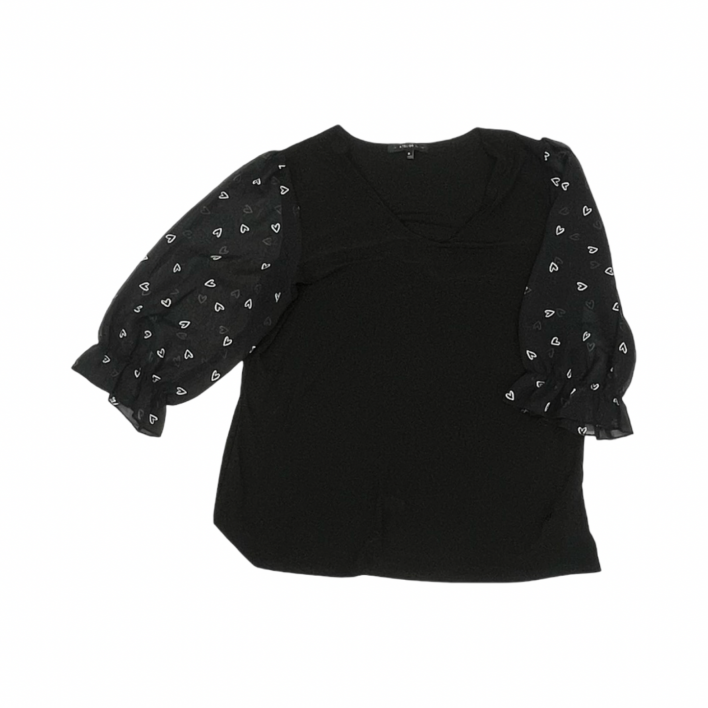 Blouse Ss By Atelier In Black & Cream, Size:Xl