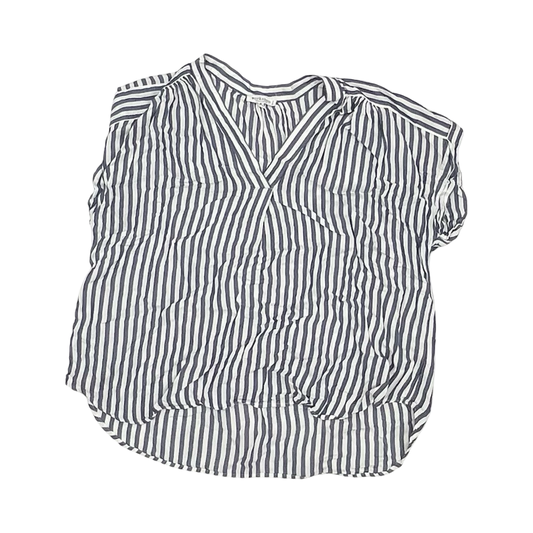 Blouse Ss By Workshop In Blue & White, Size:2X