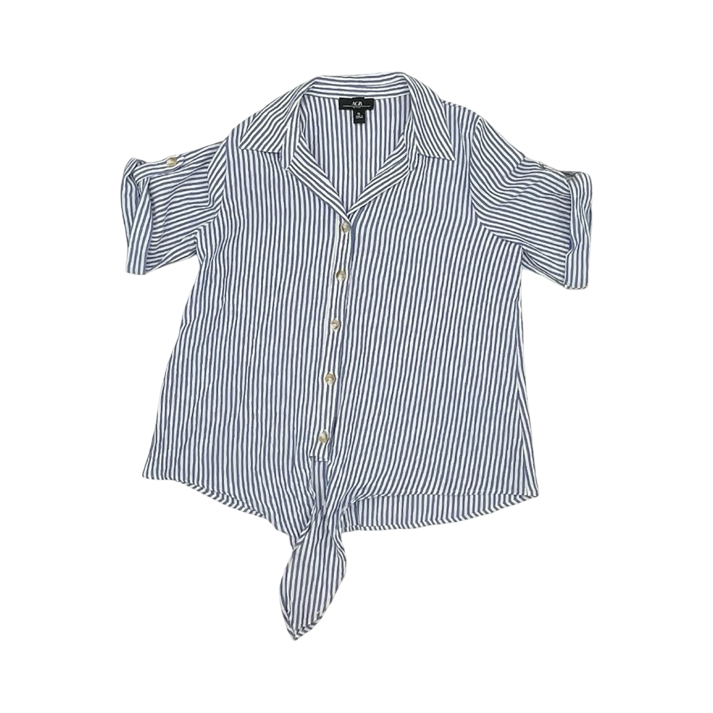 Blouse Ss By Agb In Blue & White, Size:Lp