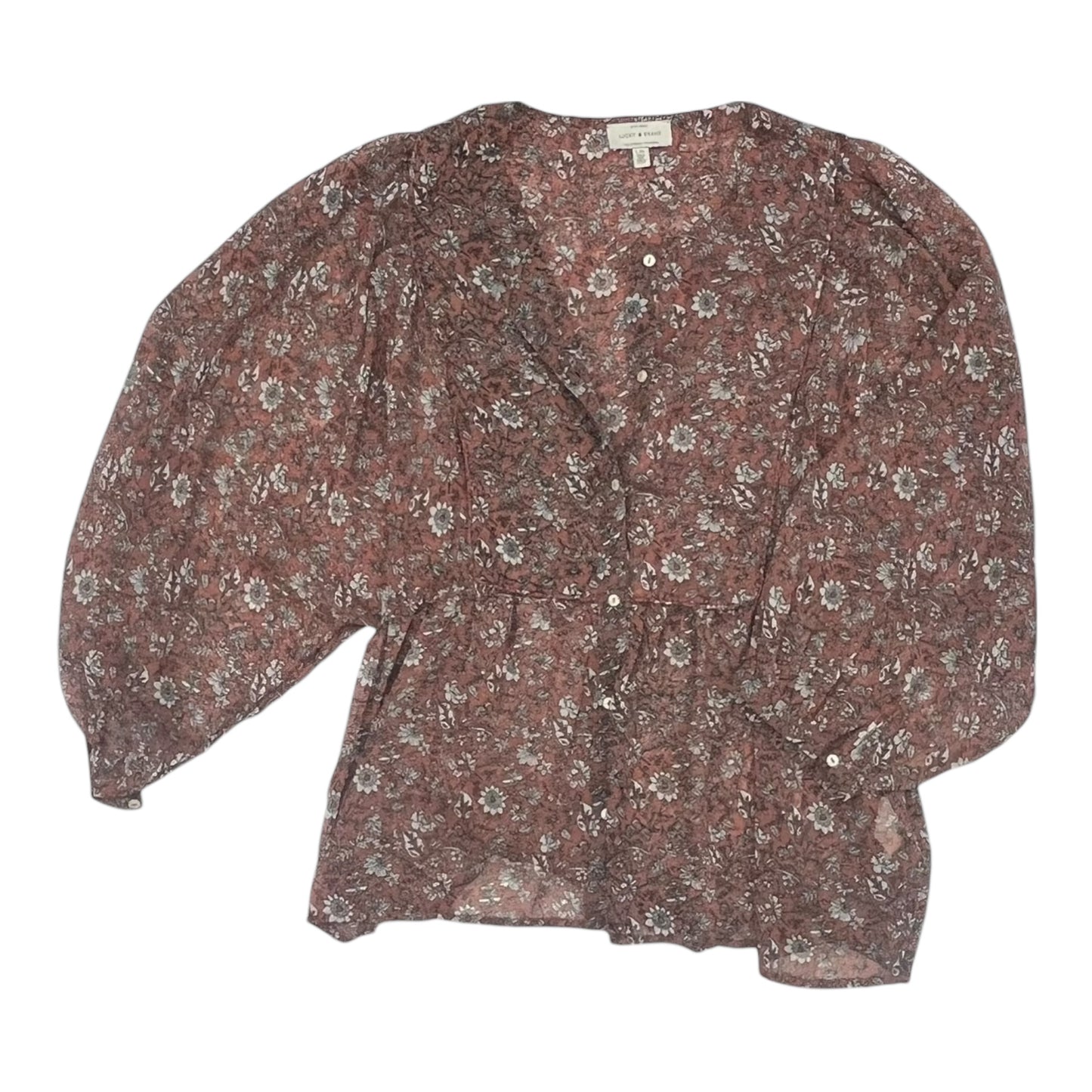 Blouse 3/4 Sleeve By Lucky Brand In Floral Print, Size:L
