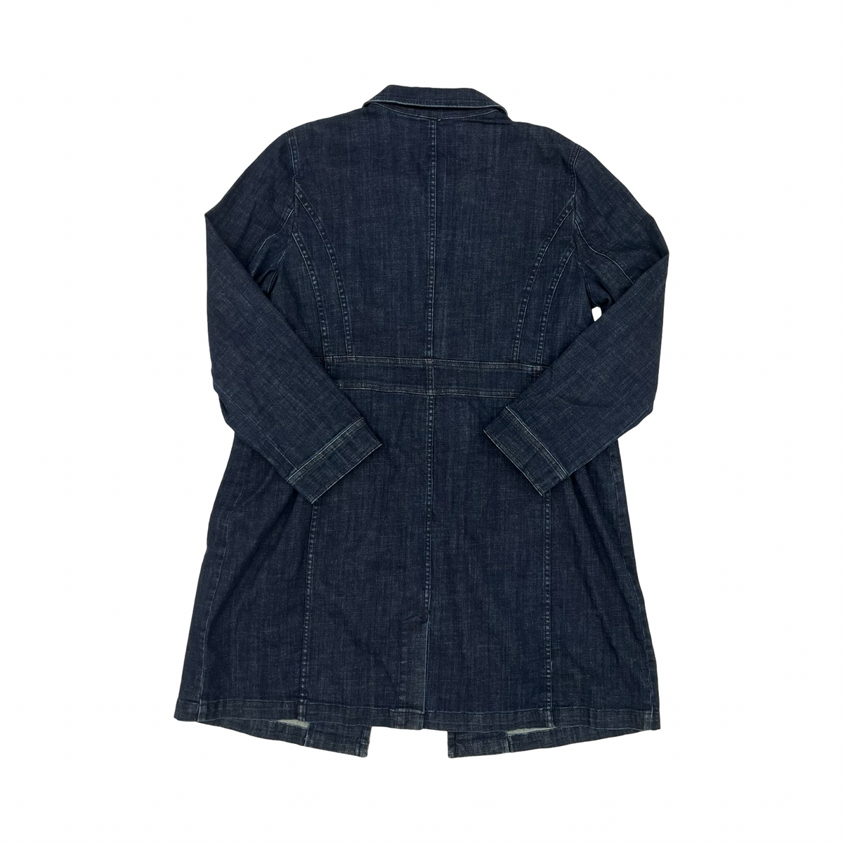 Coat Trench Coat By Chicos In Blue Denim, Size:Xl