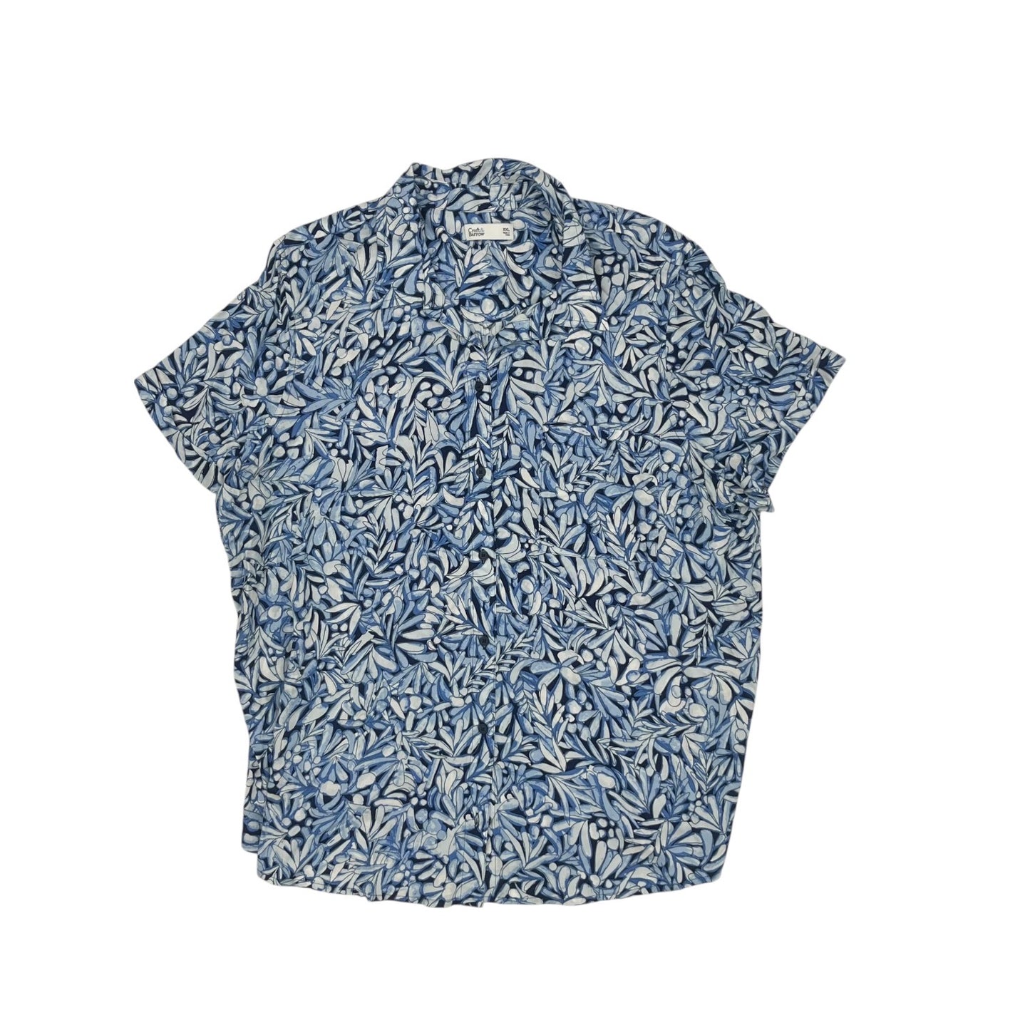 Blouse Ss By Croft And Barrow In Blue & White, Size:Xxl