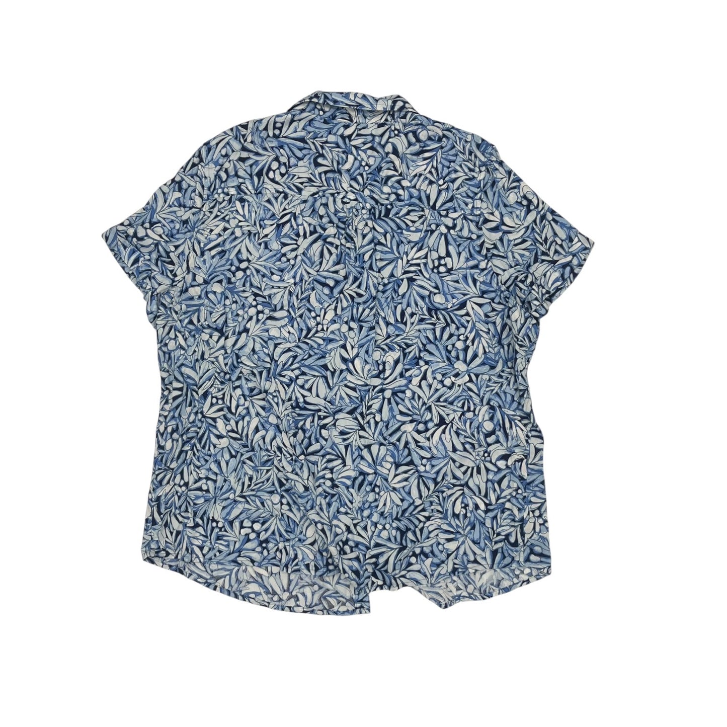 Blouse Ss By Croft And Barrow In Blue & White, Size:Xxl
