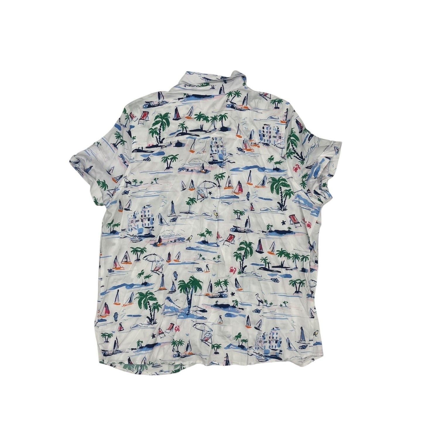 Blouse Ss By Croft And Barrow In Blue & White, Size:Xxl