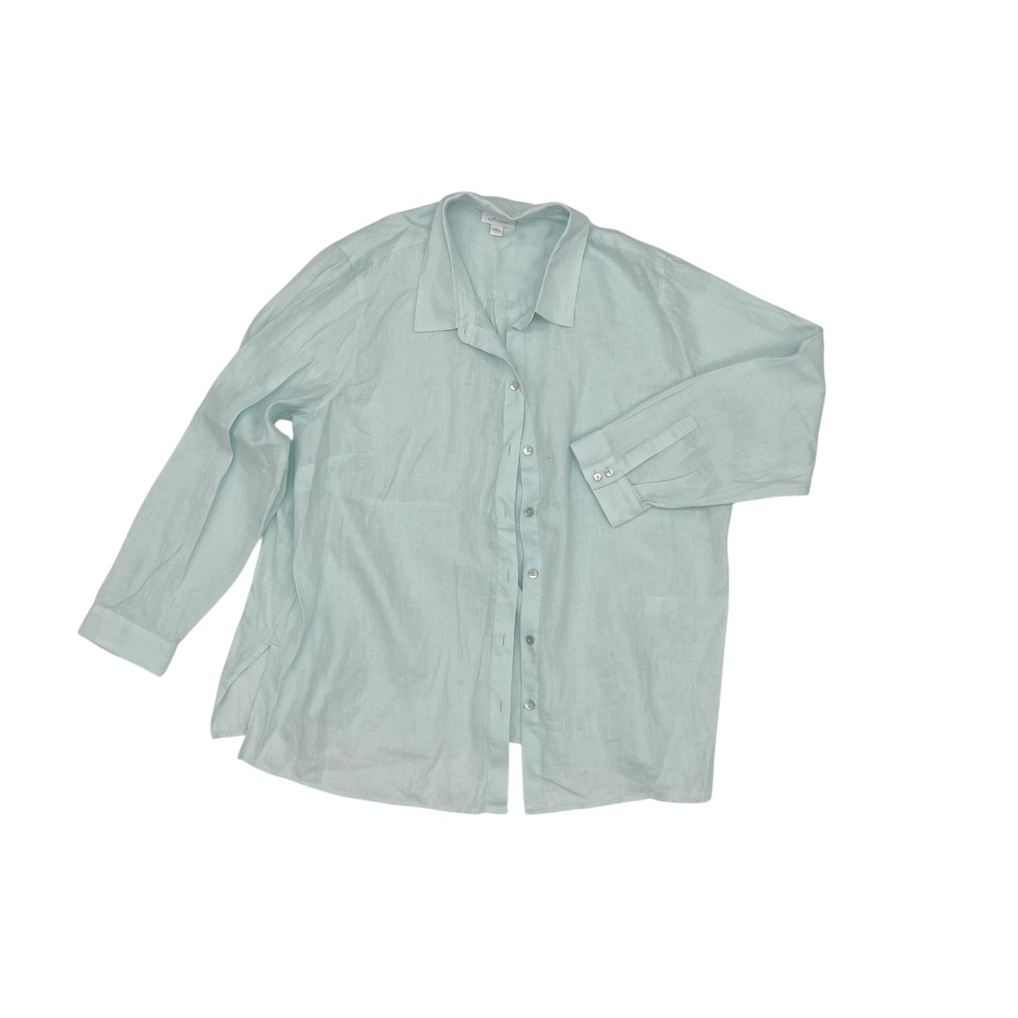 Blouse Ls By J. Jill In Aqua, Size:Xl